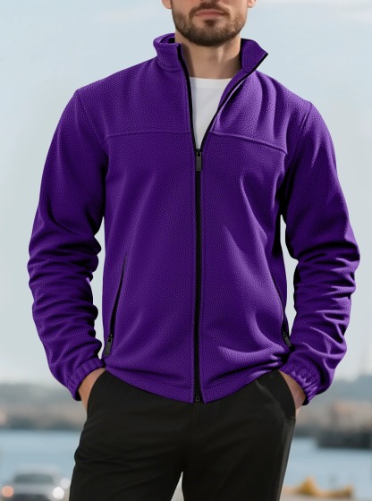 ZITY Men’s Fleece Jackets American Style Thickened Stand Collar Cardigan Hoodie