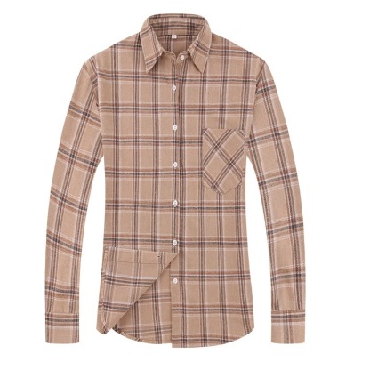 ZITY Men’s Spring Autumn Cotton Plaid Long Sleeve Casual Shirt–