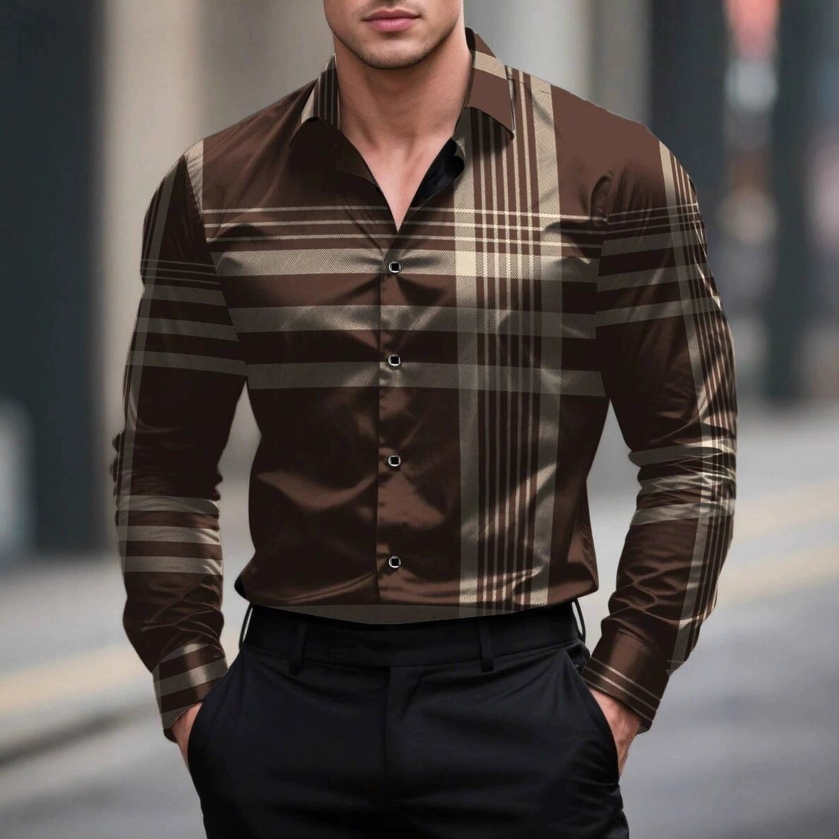 ZITY Men’s Spring Autumn 3D Printed Slim Fit Long Sleeve Fashion Shirt–DUMLT06596