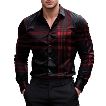 ZITY Men’s Spring Autumn 3D Printed Slim Fit Long Sleeve Fashion Shirt–DUMLT06596