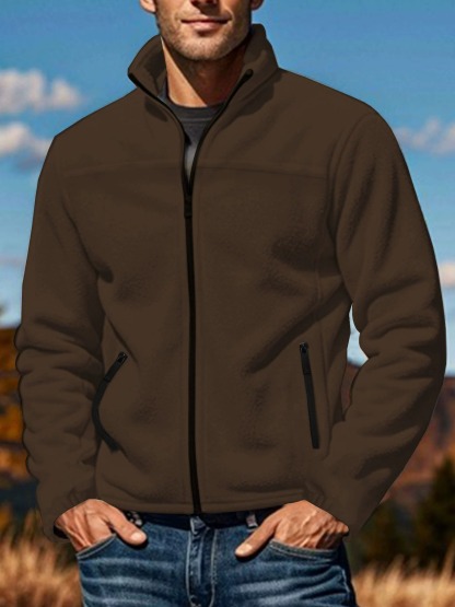 ZITY Men’s Jackets Fleece Zipper Stand Collar Outdoor Pullover Spring Autumn Winter