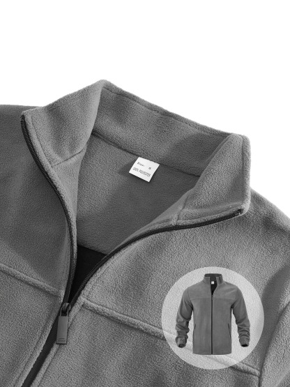 ZITY Men’s Jackets Fleece Zipper Stand Collar Outdoor Pullover Spring Autumn Winter