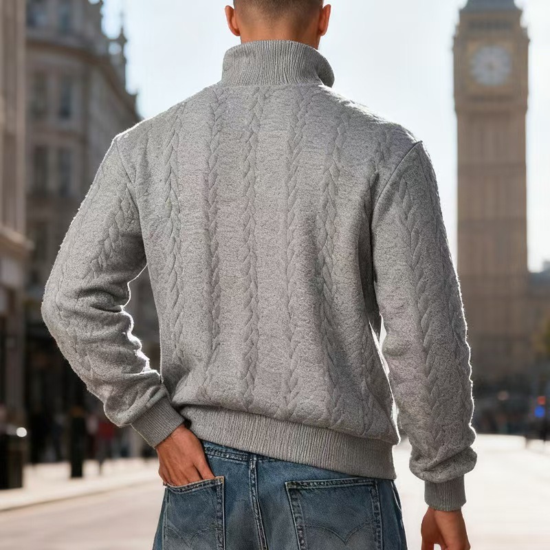 ZITY Men’s Half-Zip Stand Collar Fleece Long Sleeve Top Summer Casual Outerwear