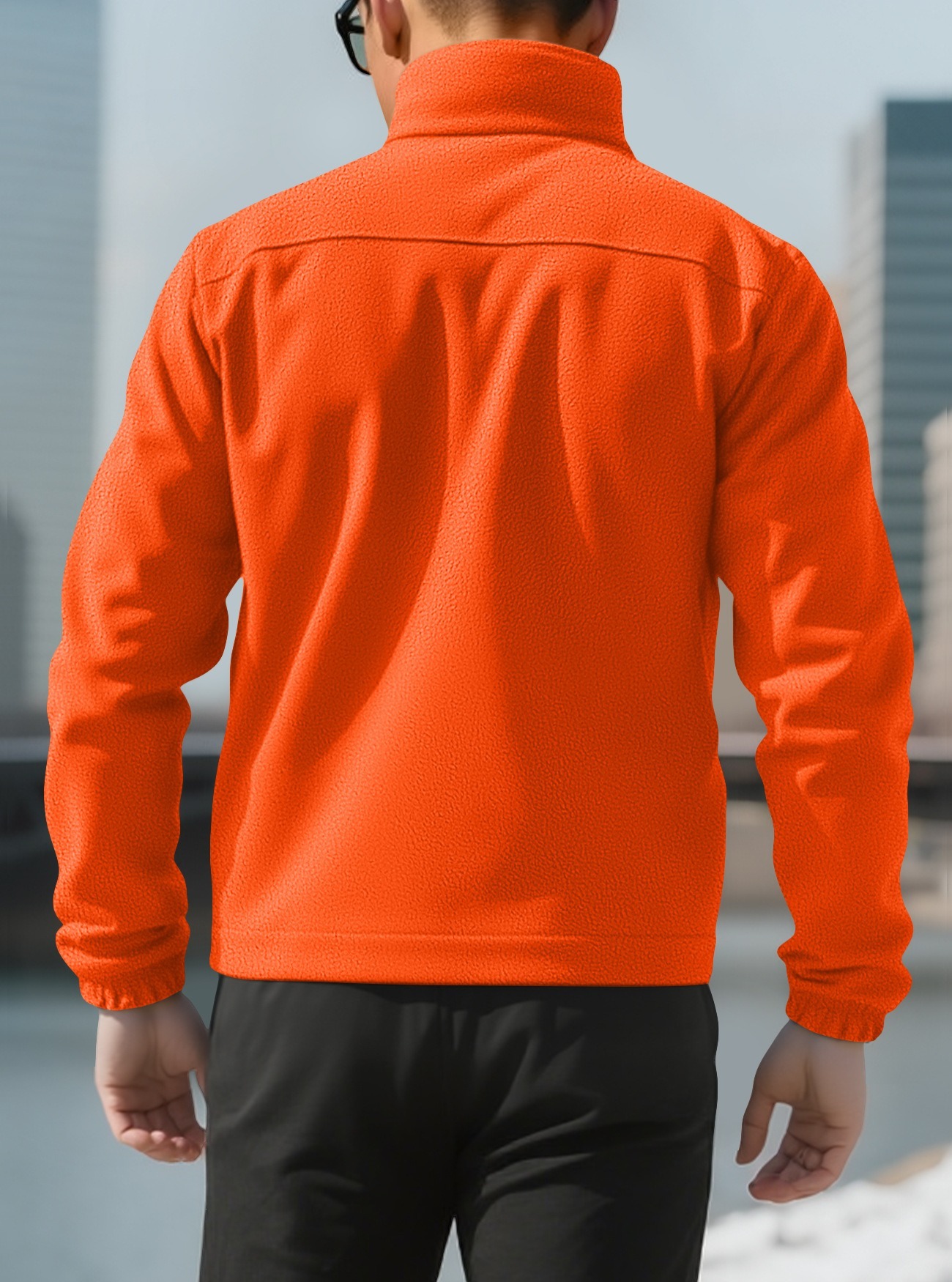 ZITY Men’s Fleece Jackets American Style Thickened Stand Collar Cardigan Hoodie