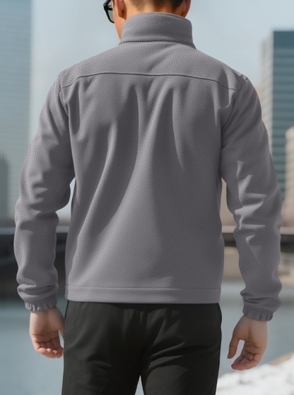 ZITY Men’s Fleece Jackets American Style Thickened Stand Collar Cardigan Hoodie