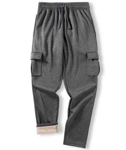 G Men’s Warm Sherpa Lined Fleece Pants Winter Fleece Trouser Pants with Pockets