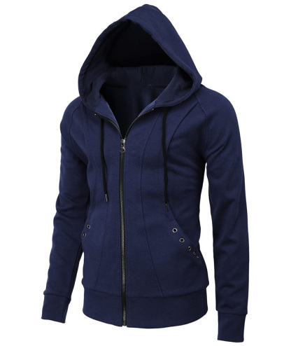 Men's Lightweight Long Sleeve Solid Color Full Zip Up Hoodie-DUMFH05025|Zitysports