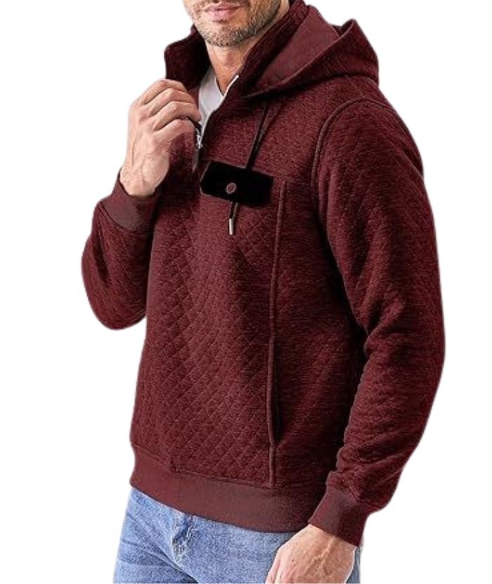 ZITY Men's Casual Long Sleeve Quarter-Zip with Pockets Hoodie-DUMHD04890|Zitysports
