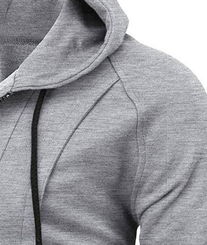 Men's Lightweight Long Sleeve Solid Color Full Zip Up Hoodie-DUMFH05025|Zitysports