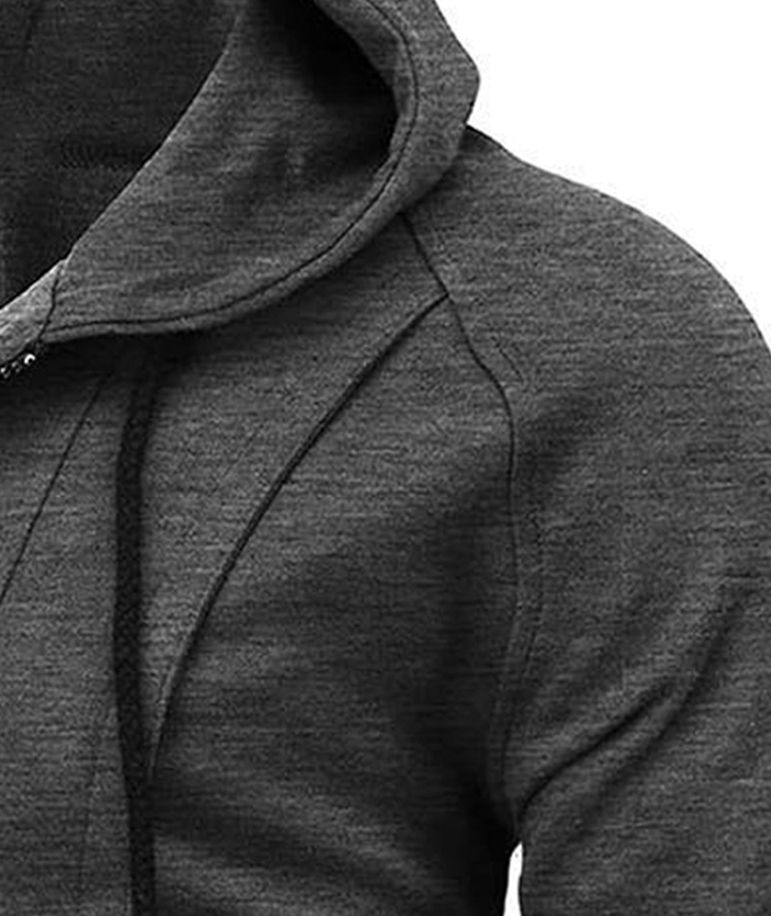 Men's Lightweight Long Sleeve Solid Color Full Zip Up Hoodie-DUMFH05025|Zitysports