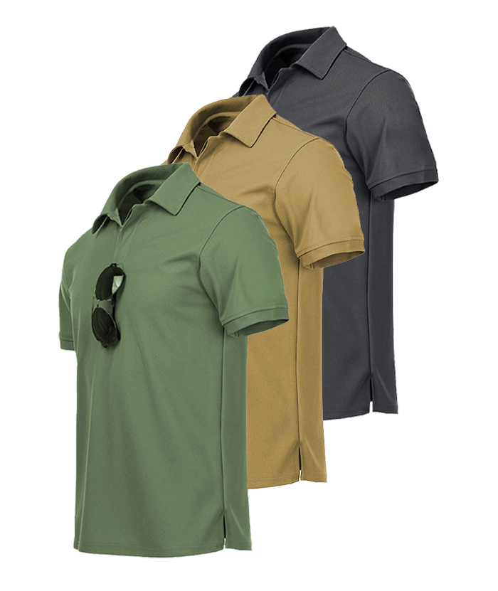 3 Pack Men's Button Up Dri Fit Golf Polo Shirt-AZUHE00035