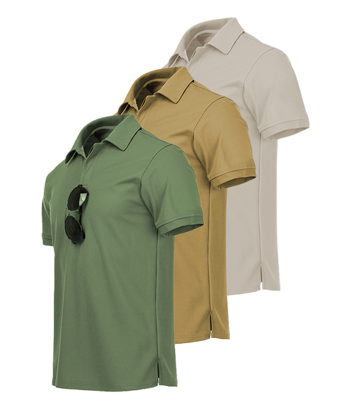 3 Pack Men's Button Up Dri Fit Golf Polo Shirt-AZUHE00035