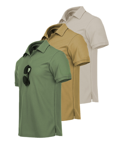 3 Pack Men's Button Up Dri Fit Golf Polo Shirt-AZUHE00035 