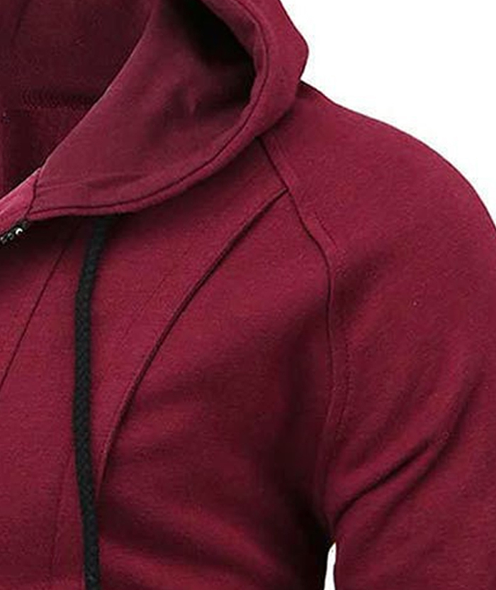 Men's Lightweight Long Sleeve Solid Color Full Zip Up Hoodie-DUMFH05025|Zitysports