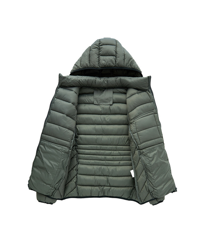 ZITY Men's Chest Pocket Hooded Puffer Jacket M-6XL-22906 Green Front Inside | Zitysports