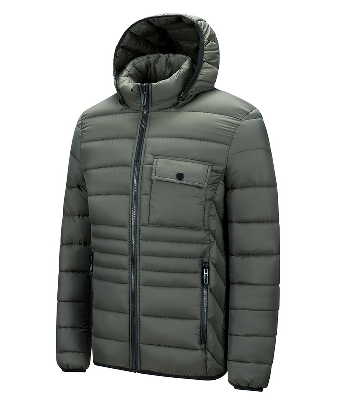 ZITY Men's Chest Pocket Hooded Puffer Jacket M-6XL-22906 Green Size | Zitysports