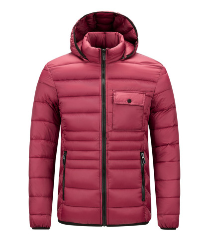 ZITY Men's Chest Pocket Hooded Puffer Jacket M-6XL-22906 Red | Zitysports