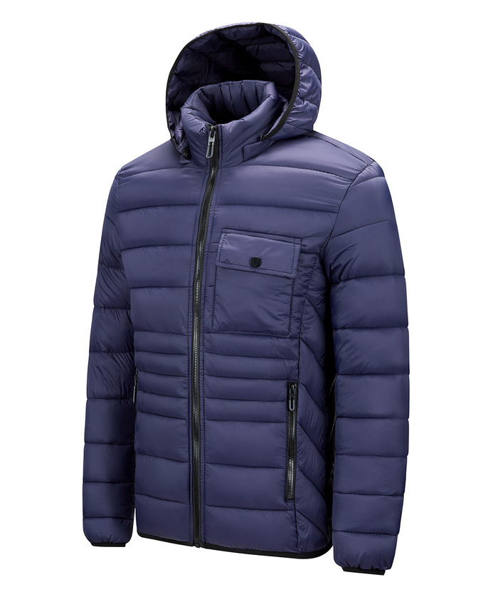 ZITY Men's Chest Pocket Hooded Puffer Jacket M-6XL-22906 Blue Side | Zitysports