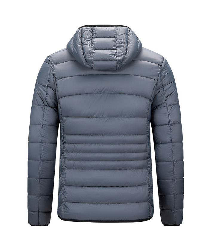 ZITY Men's Chest Pocket Hooded Puffer Jacket M-6XL-22906 Grey Back | Zitysports