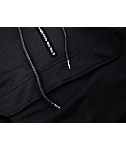 ZITY Men's 1/4 Zipper Solid Color Long Sleeve Hoodie-DUMFH05473