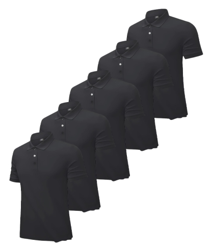 5 Pack Men's Button Up Dri Fit Summer Polo Shirt-DZUHE00178