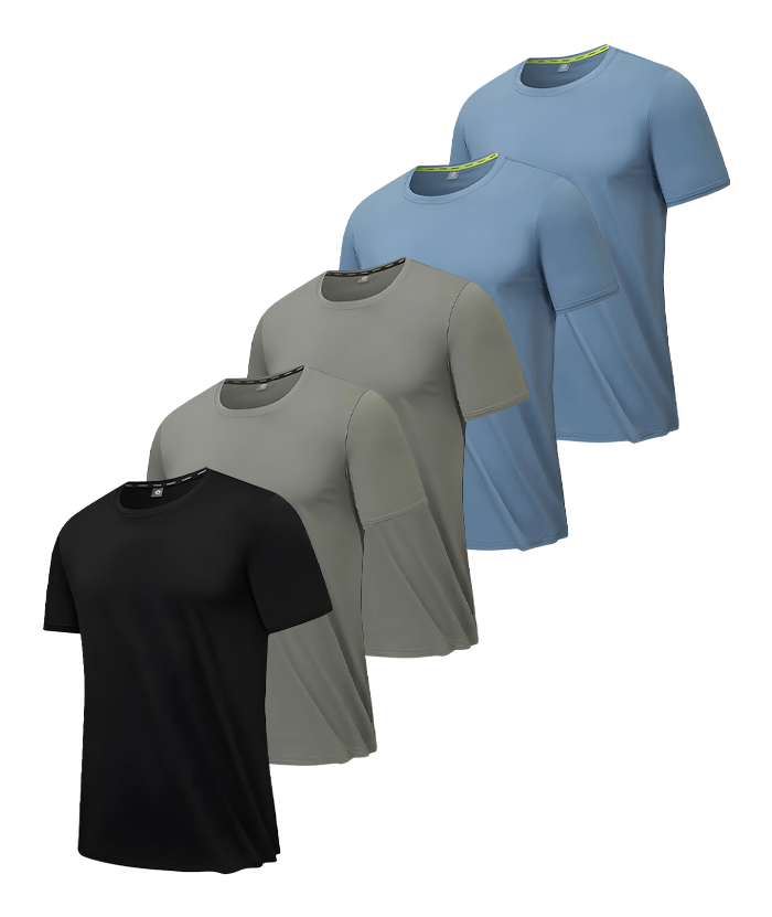 5 Pack Men's Round Neck Dri Fit Sports T-Shirt-DZUHE00183