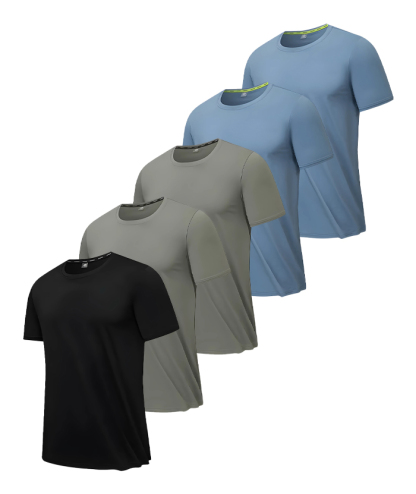 5 Pack Men's Round Neck Dri Fit Sports T-Shirt-DZUHE00183