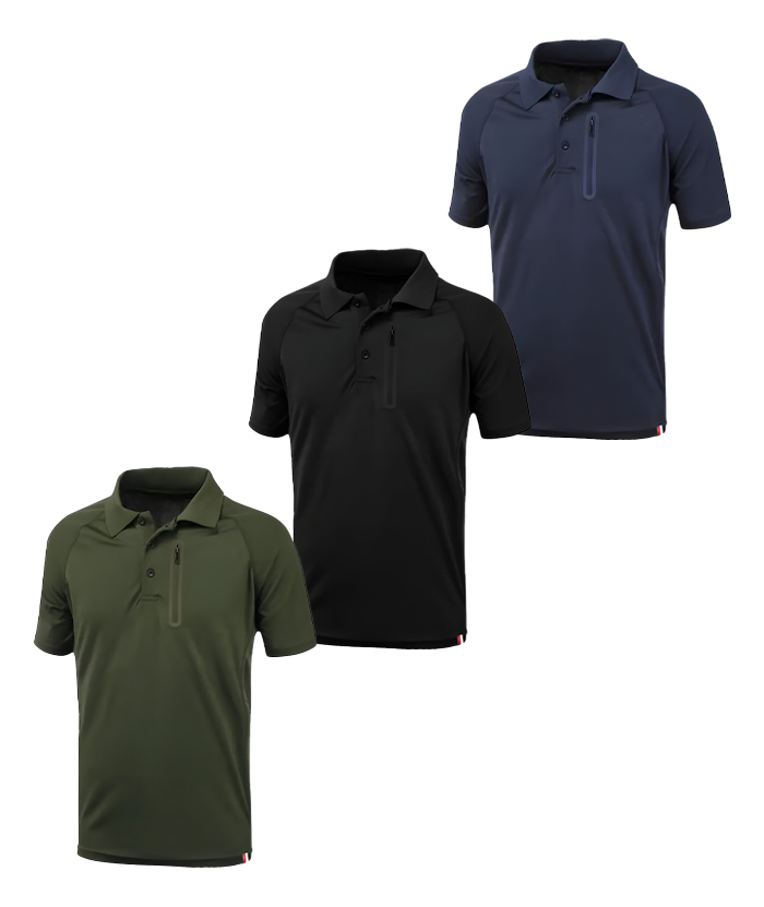 3 Pack Men's Dri-fit Polo Shirt With Zip Pocket-TZUHE00140