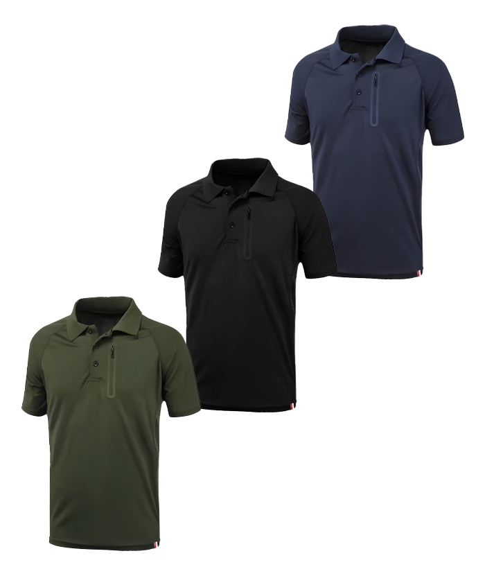 3 Pack Men's Dri-fit Polo Shirt With Zip Pocket-TZUHE00140