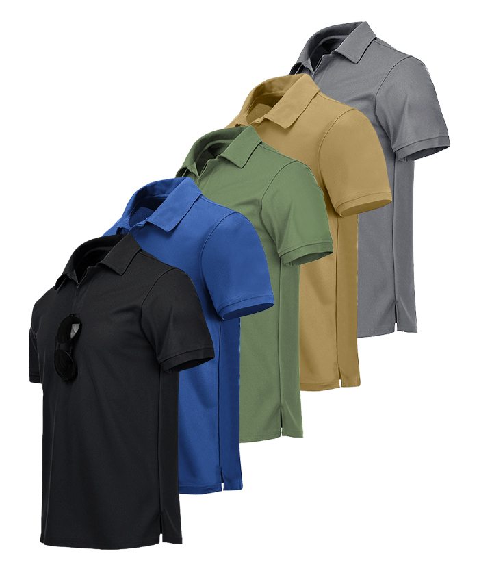 5 Pack Men's Button Up Dri Fit Polo Shirt-AZUHE00035