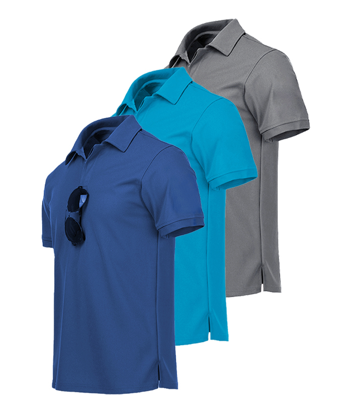 3 Pack Men's Button Up Dri Fit Golf Polo Shirt-AZUHE00035