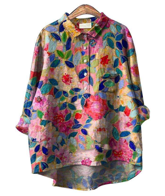 ZITY Women's Round Neck Summer Loose Printed Shirt
