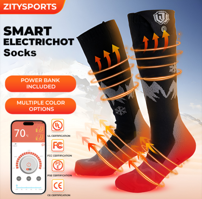 ZITY Unisex 3.7v2A 2200 mAh Bettery Rechargeable Heating Socks-DUMHC06419