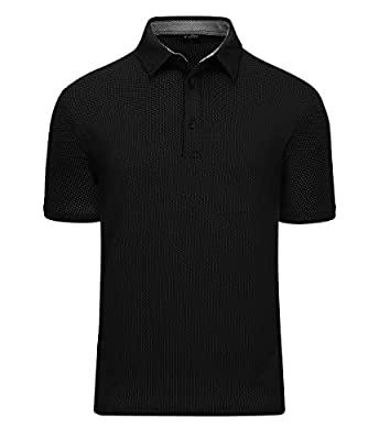 ZITY Men's Button Up Dri Fit Black Polo Shirt-APOH700099