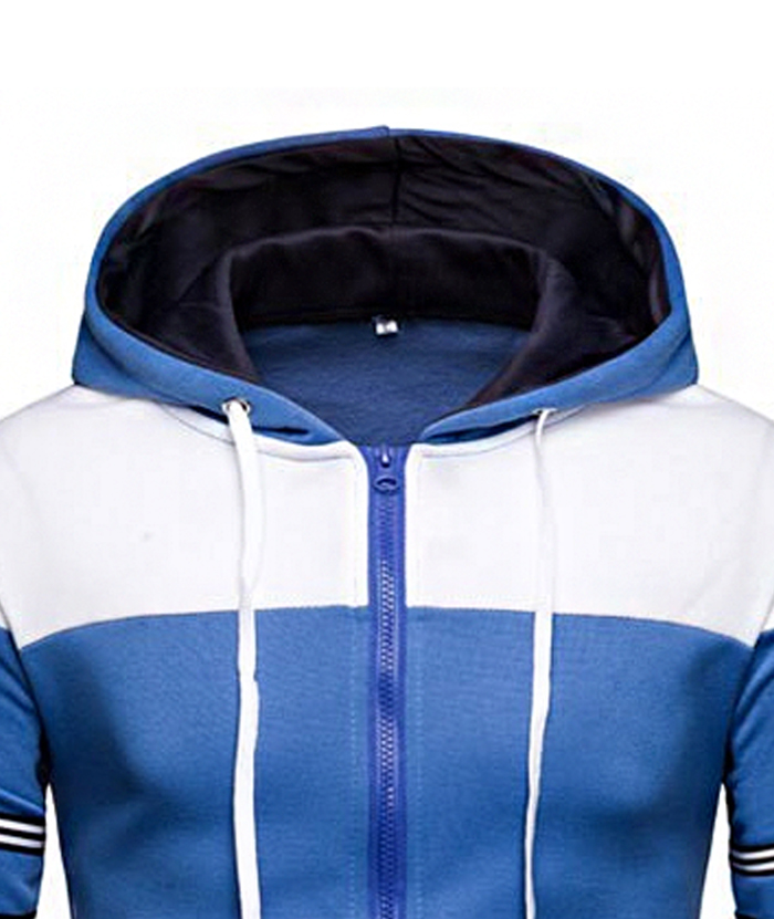 ZITY Men's Long Sleeve Full Zip Up Color Block Outwear Hoodie-DUMFH04958|Zitysports