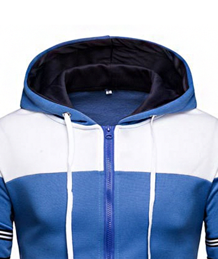 ZITY Men's Long Sleeve Full Zip Up Color Block Outwear Hoodie-DUMFH04958|Zitysports