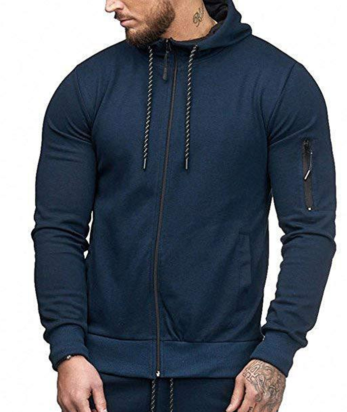 ZITY Men's Full-Zip Long Sleeve Workout Slim Fit Outdoor Hoodie-DUMFH04985|Zitysports