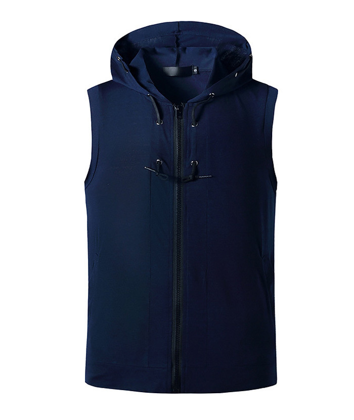 ZITY Men's Sleeveless Fitness Hooded Zipper Drawstring Hoodie-DUMMG05238|Zitysports