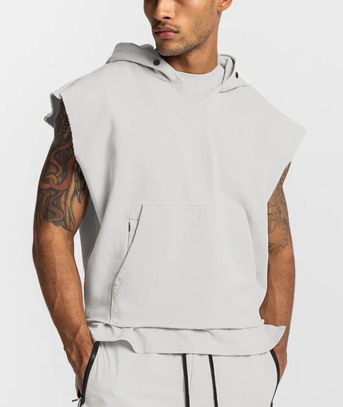 ZITY Men's multi-pocket Sleeveless Pullover Hoodie-DUMHD05487