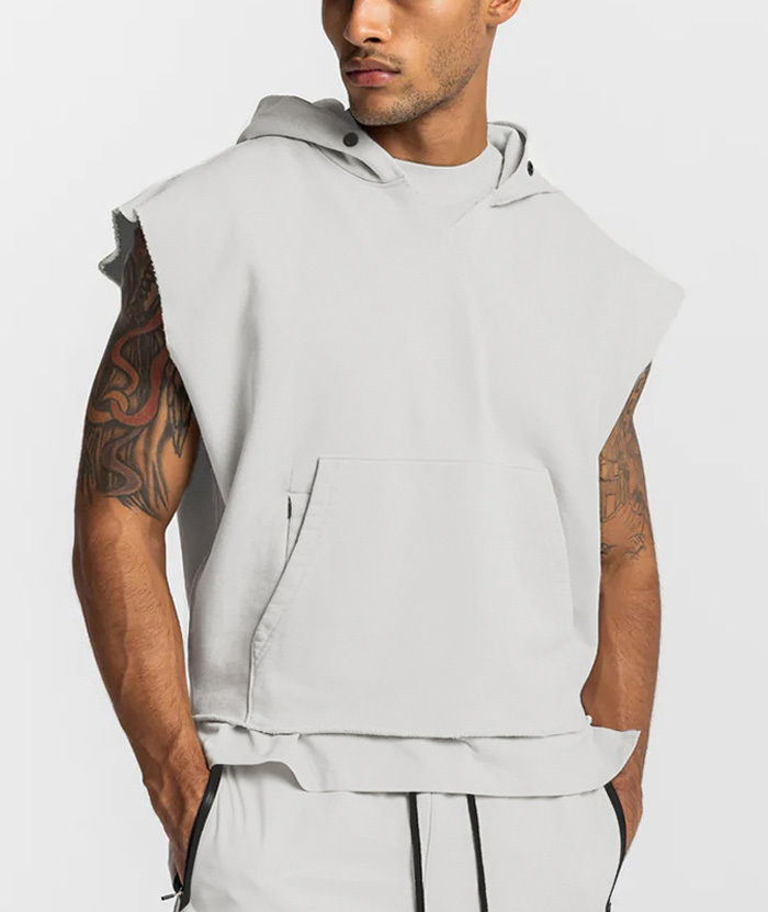 ZITY Men's multi-pocket Sleeveless Pullover Hoodie-DUMHD05487