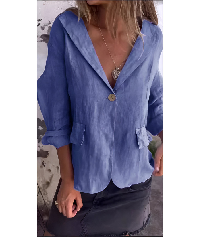 ZITY Women's Solid Color Single Button Thin Coat- DUWCO06219