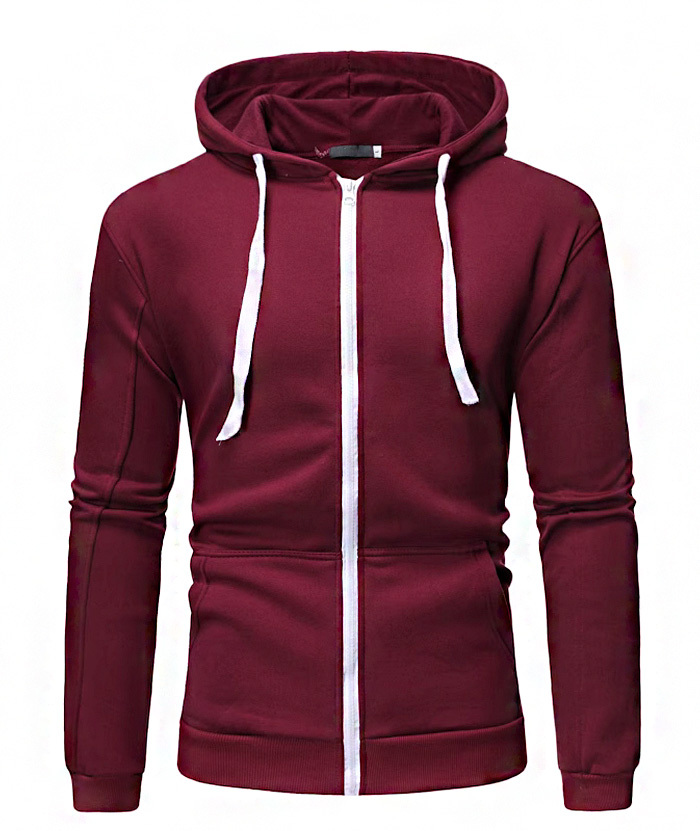 ZITY Men's Light Weight Long Sleeve Full Zip Loose Hoodie-DUMFH05073|Zitysports
