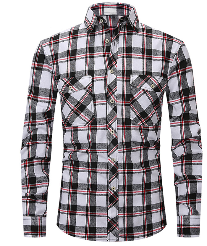 ZITY Men's Slim Fit Plaid Flannel Shirt-DUMLT05228|Zitysports