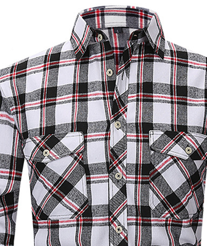 ZITY Men's Slim Fit Plaid Flannel Shirt-DUMLT05228|Zitysports