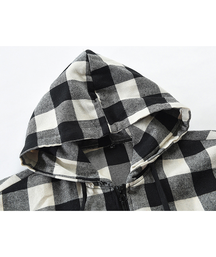 ZITY Men's Plaid Long Sleeved Full Zip Hoodie-DUMFH05321|Zitysports