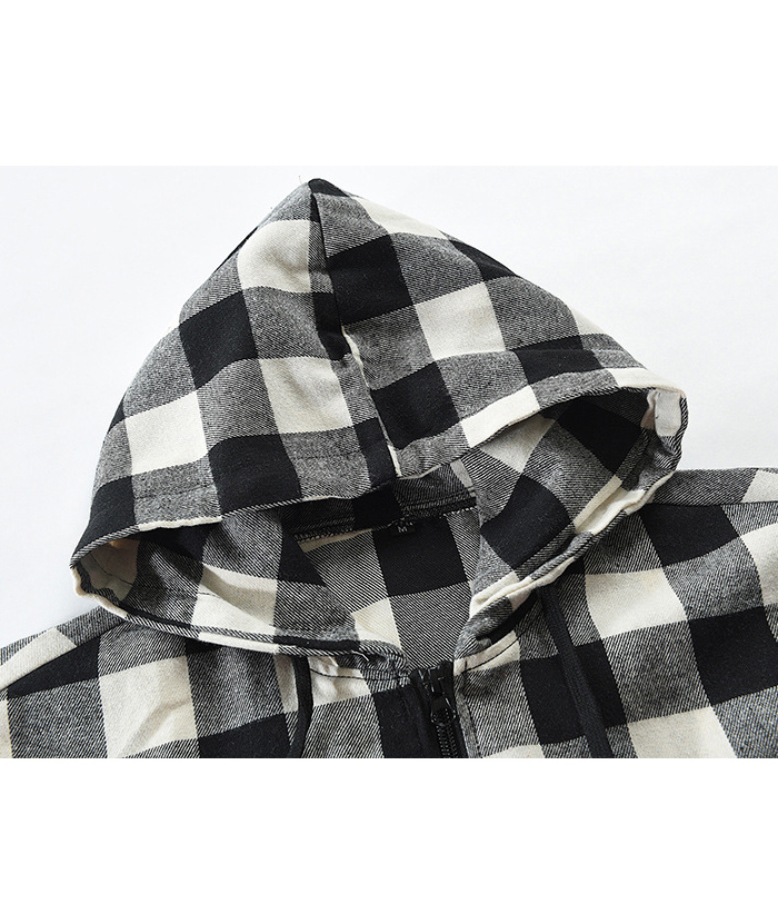 ZITY Men's Plaid Long Sleeved Full Zip Hoodie-DUMFH05321|Zitysports