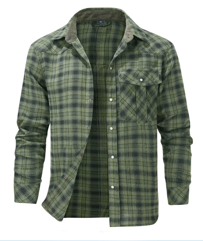 ZITY Men's Button Down Long Sleeved Plaid Flannel Shirt-DUMLT05319|Zitysports