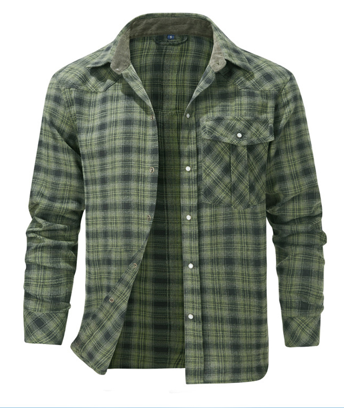 ZITY Men's Button Down Long Sleeved Plaid Flannel Shirt-DUMLT05319|Zitysports