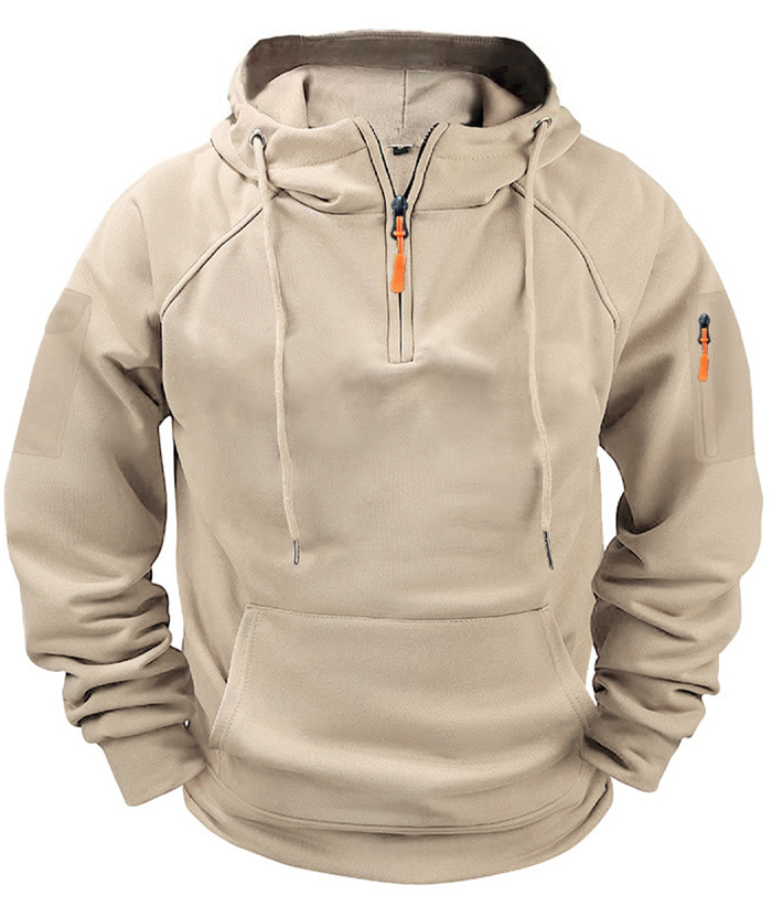ZITY Men's Solid Quarter-Zip Hoodie-DUMFH04875 | Zitysports