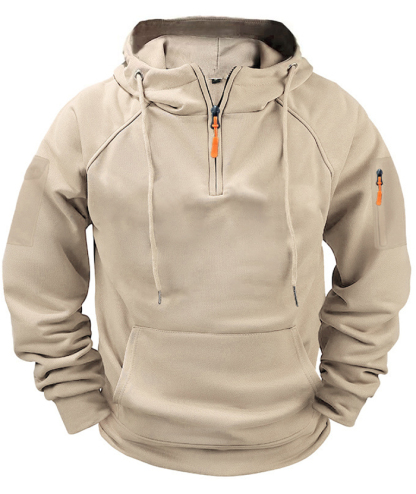 ZITY Men's Solid Quarter-Zip Hoodie-DUMFH04875 | Zitysports